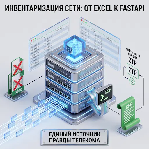 Телеком-инвентаризация - переход от Excel к PostgreSQL, FastAPI и ZTP